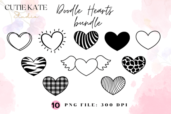 Download Doodle Heart Png Bundle,Valentine Png V1 - Heart Collection