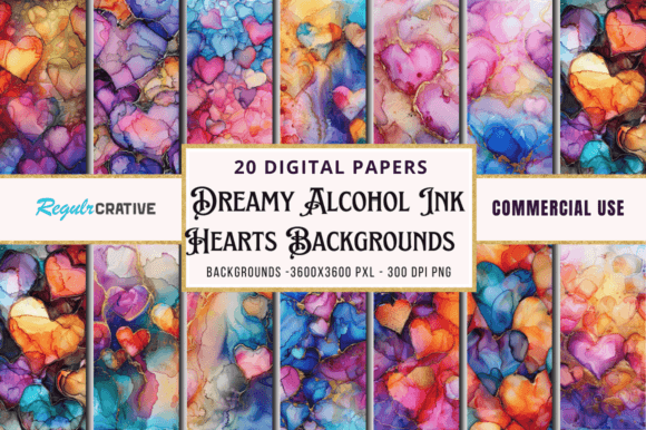 Download Dreamy Alcohol Ink Hearts Backgrounds - Heart Collection