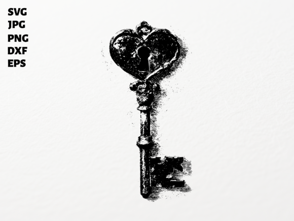 Download Vintage Heart Key SVG for Cricut - Heart Collection