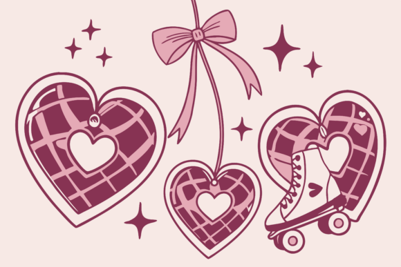 Download Pink Disco Hearts Retro Valentine's - Heart Collection
