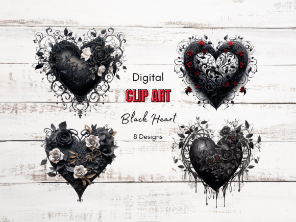 Download Black Heart Gothic Valentines Clip Art - Heart Collection