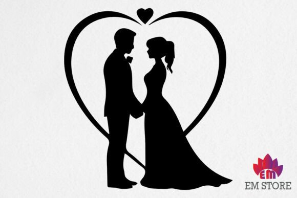 Download Wedding Heart SVG - Bride and Groom - Heart Collection