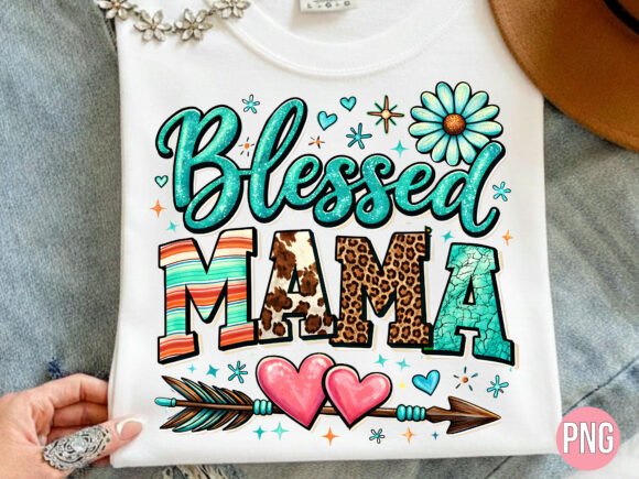 Download Western Blessed Mama Heart PNG T-shirt - Heart Collection
