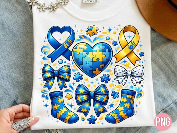Download Autism Awareness Puzzle Heart Bow PNG - Heart Collection
