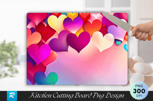 Download Multicolored Heart Cutting Board Design - Heart Collection