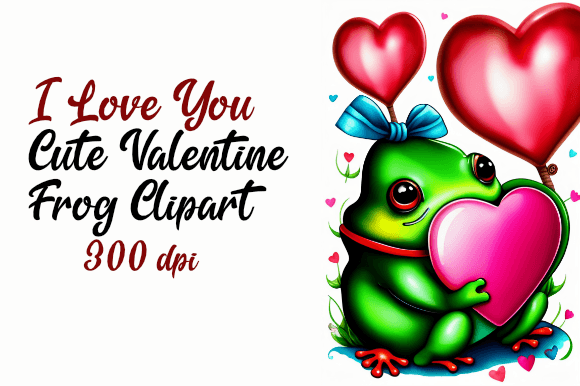 Download Cute  Valentine Frog with Hearts - Heart Collection