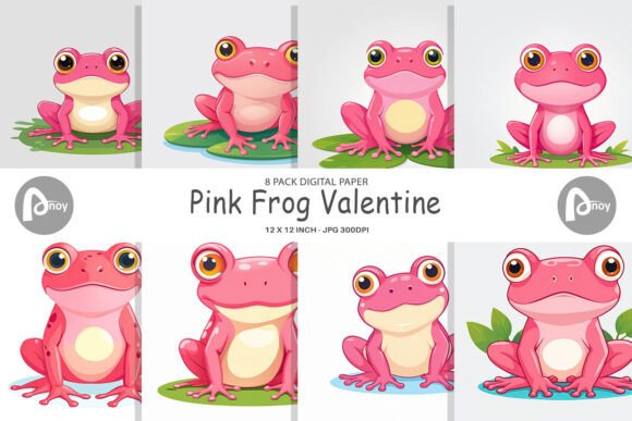 Download Digital Paper Pink Frog Valentine - Digital Collection