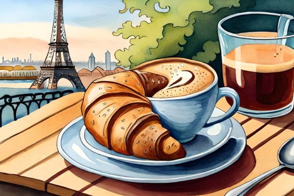 Download Parisian Breakfast Clipart Illustration - Premium Resources
