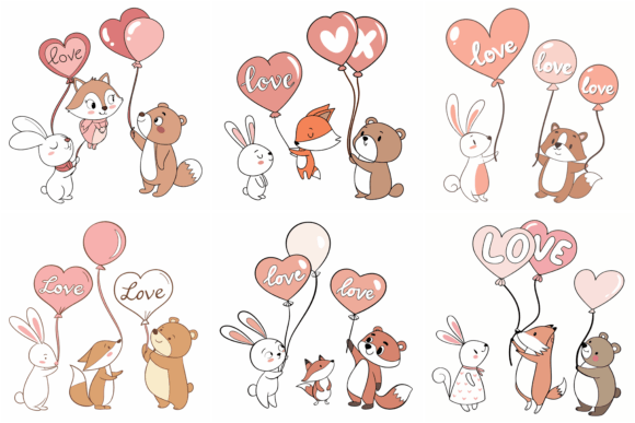 Download Cute Animals Holding Hearts - Heart Collection