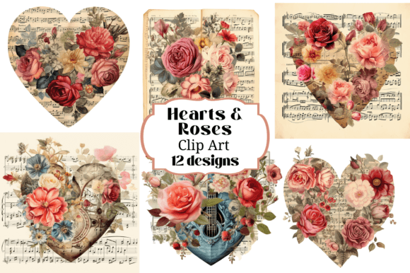 Download Hearts Roses Music Valentines Clip Art - Heart Collection