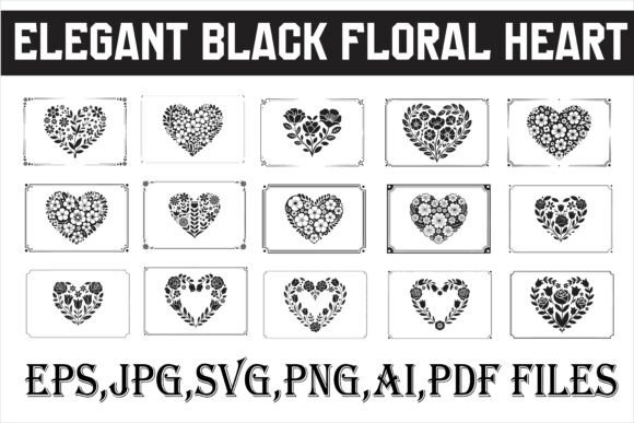 Download Elegant Black Floral Heart, Romantic - Heart Collection