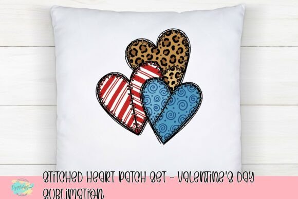 Download Stitched Heart Patch Set - Valentine's Day Sublimation - Heart Collection
