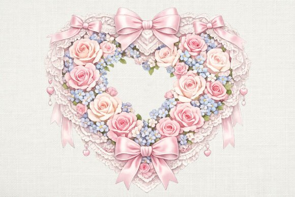 Download Coquette Floral Heart Bow PNG - Heart Collection