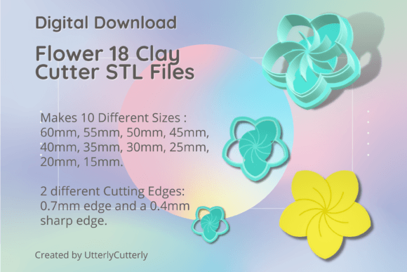 Download Flower 18 Clay Cutter - STL Digital File - Digital Collection