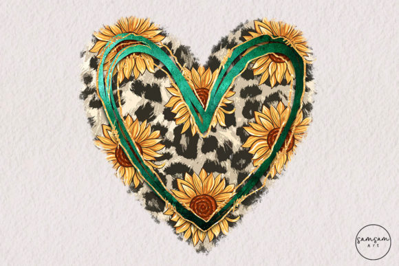 Download Cowhide Sunflower Heart PNG Sublimation - Heart Collection