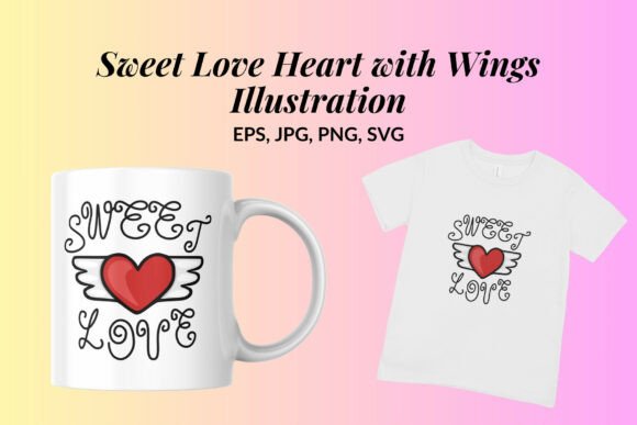 Download Sweet Love Heart with Wings Illustration - Heart Collection