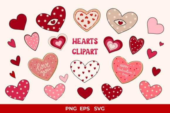 Download Retro Groovy Hearts Clipart PNG, SVG,EPS - Heart Collection