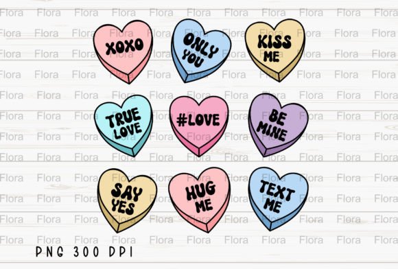 Download Valentines Conversation Hearts Retro PNG - Heart Collection