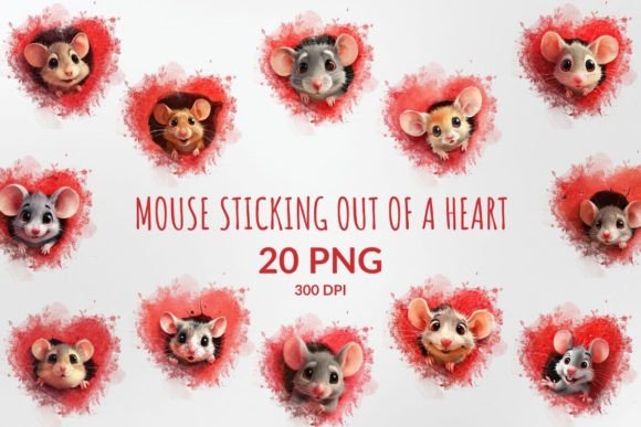Download Mouse Sticking out of Heart Sublimation - Heart Collection