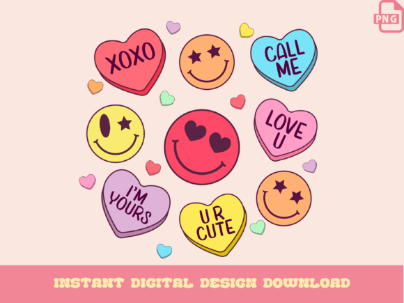Download Retro Candy Hearts, Groovy Valentine - Heart Collection