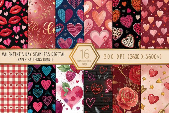 Download Valentine’s Day Digital Paper Bundle - Digital Collection