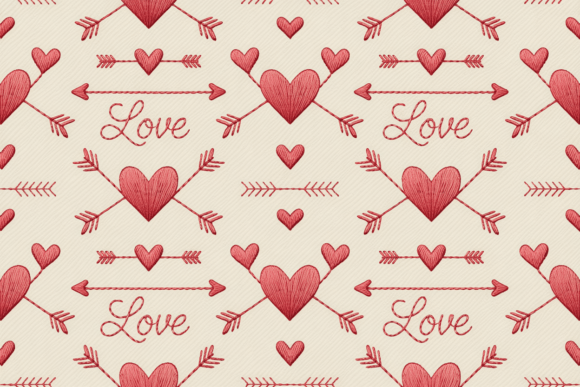 Download Valentine Stitched Hearts Pattern - Heart Collection
