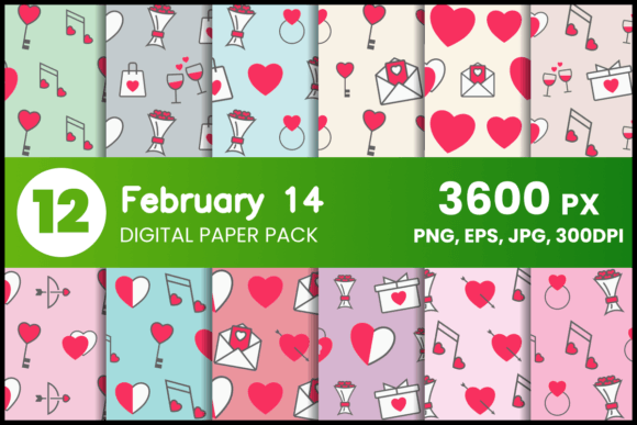 Download February 14 Digital Paper Set - Digital Collection