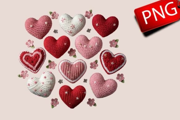 Download Knitted Heart PNG Bundle, Crochet &amp; Yarn - Heart Collection