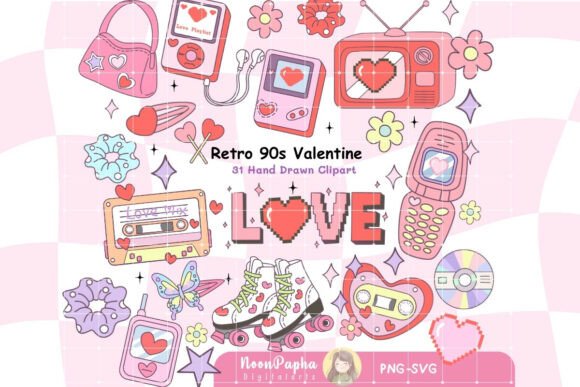 Download 90s Digital Aesthetic Set, Y2K Love - Digital Collection