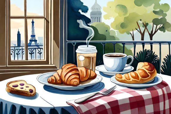 Download Parisian Breakfast Clipart Illustration - Premium Bundle