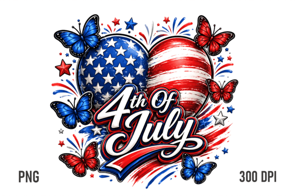Download 4th of July Butterfly Heart PNG - Heart Collection