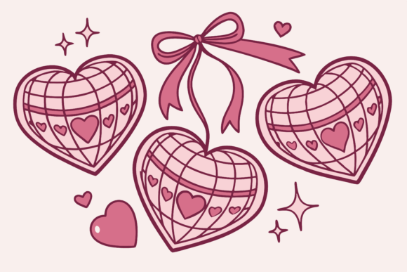 Download Pink Disco Hearts Retro Valentine's - Heart Collection