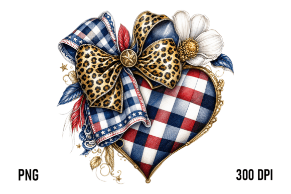 Download Patriotic Leopard Bow Heart PNG - Heart Collection