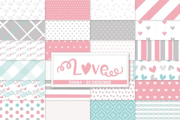 Download Pastel Valentine Digital Papers - Digital Collection