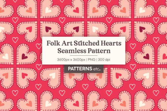 Download Valentine Stitched Hearts Pattern - Heart Collection