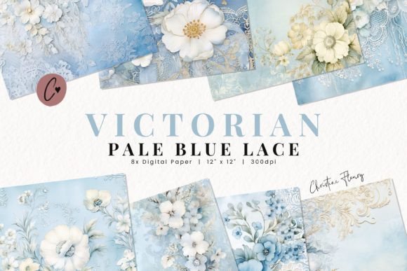 Download Victorian Pale Blue Lace Digital Paper - Digital Collection
