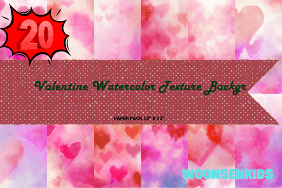 Download 20 Valentine Watercolor Texture Backgr Png Kdp Digital Paper - Digital Collection
