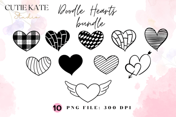Download Doodle Heart Png Bundle,Valentine Png V2 - Heart Collection