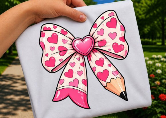 Download Teacher Coquette Pencil Heart Bow PNG - Heart Collection