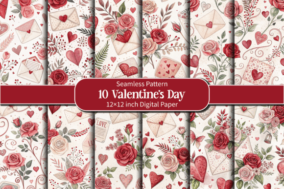 Download Romantic Hearts, Roses Valentine Pattern - Heart Collection