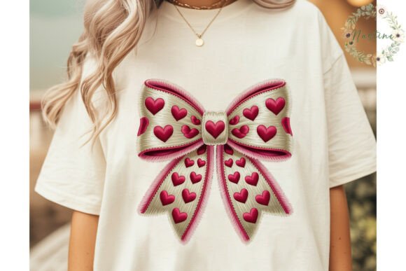 Download Faux Embroidery Heart Bow PNG Clipart - Heart Collection