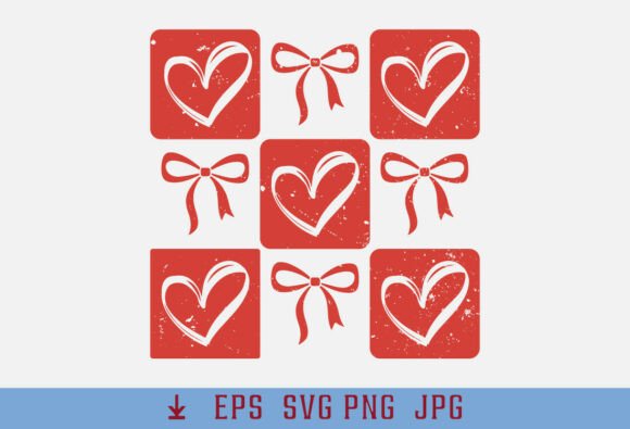 Download Distressed Valentine Hearts &amp; Bows Patte - Heart Collection