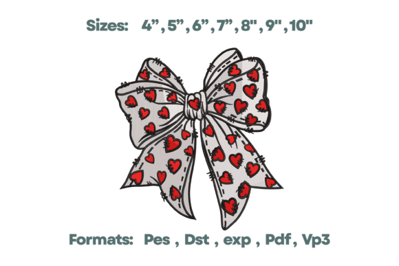 Download Stitched Heart Pattern Bow Embroidery - Heart Collection