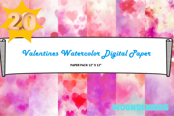 Download 20 Valentines Watercolor Digital Paper Png Kdp Digital Paper - Digital Collection