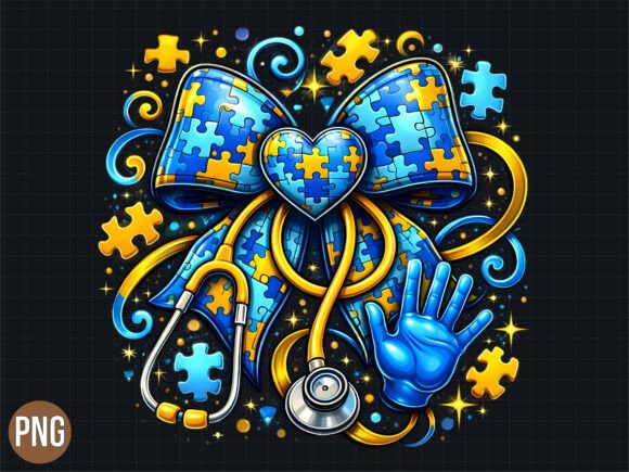 Download Autism Awareness Nursing Heart Bow PNG - Heart Collection