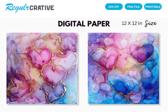 Download Dreamy Alcohol Ink Hearts Backgrounds - Heart Collection