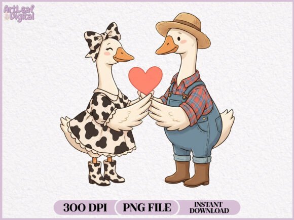 Download Goose Couple Holding Heart Valentine PNG - Heart Collection