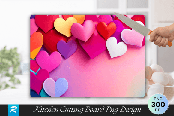 Download Multicolored Heart Cutting Board Design - Heart Collection