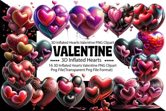 Download 3D Inflated Hearts Valentine PNG Bundle - Heart Collection
