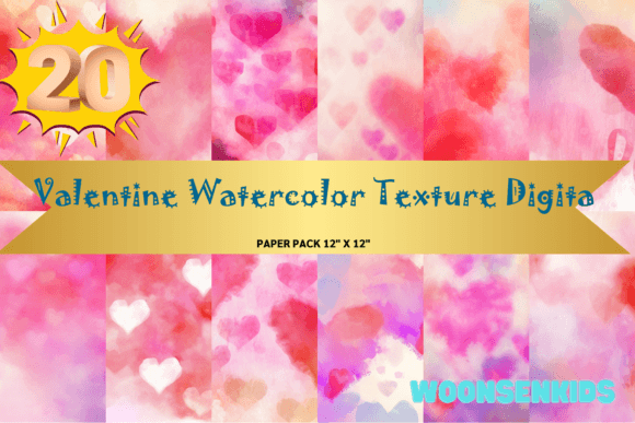 Download 20 Valentine Watercolor Texture Digita Png Kdp Digital Paper - Digital Collection